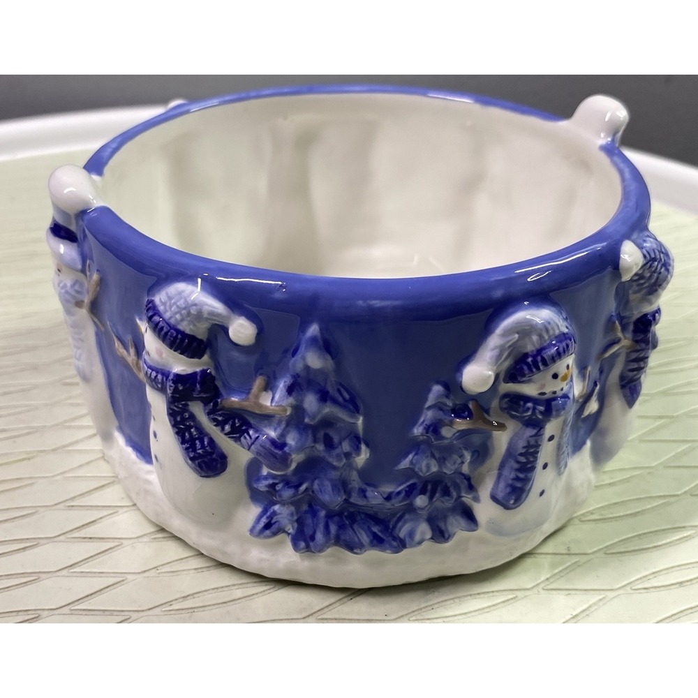 Sonoma Life + Style Snowman Dip Bowl W/snowman Spreader Blue& White 2.5x4.5" EUC - Picture 4 of 8